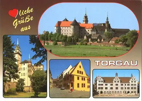 AK, Torgau, 4 Abb., u.a. Schloß Hartenfels, ca. 1995