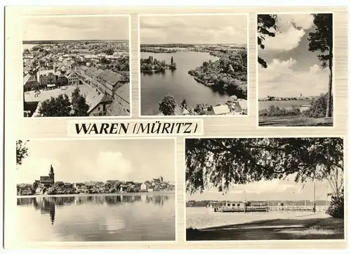 AK, Waren Müritz, fünf Abb., gestaltet, 1964