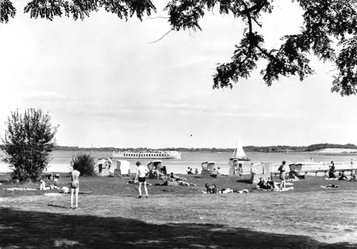 AK, Röbel Müritz, Badeanstalt an der Müritz, belebt, 1975