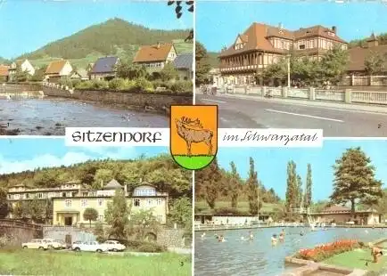 AK, Sitzendorf im Schwarzatal, 4 Abb., 1974