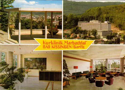 AK, Bad Kissingen, Kurklinik "Marbachtal", vier Abb., 1972