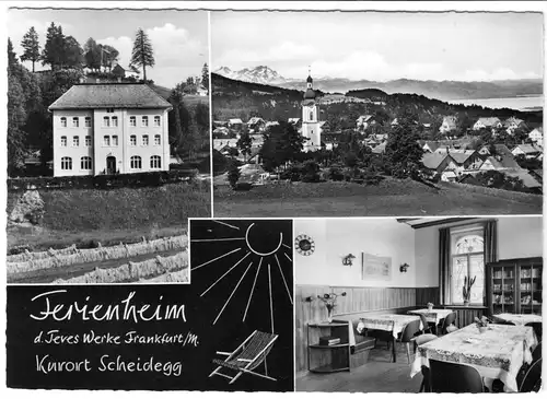 AK, Scheidegg Allgäu, Ferienheim d. Teves Werke Frankfurt Main, drei Abb., 1962