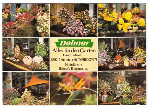 AK, Rain am Lech, acht Abb., Firma Dehner - Alles für den Garten, 1980