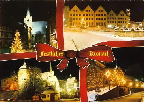AK, Kronach Frankenwald, vier weihnachtliche Stadtmotive, um 1988