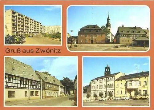 AK, Zwönitz, Kr. Aue, 4 Abb., u.a. Goethestraße, 1988