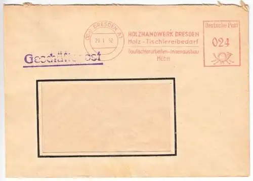 AFS, Holzhandwerk Dresden, Holz - Tischlereibedarf, o (10a) Dresden A1, 29.1.52