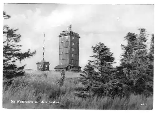 AK, Brocken Harz, Wetterwarte und Fernsehsender, 1960