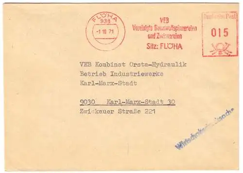 AFS, VEB Vereinigte Baumwollspinnereien ..., o Flöha, 938, 1.10.71