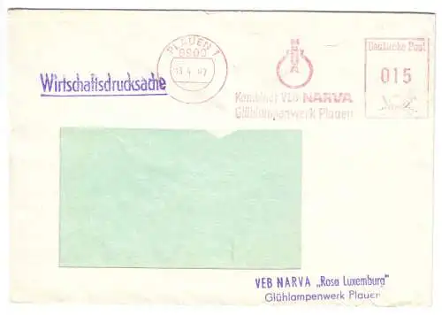 AFS, Kombinat VEB NARVA, Glühlampenwerk Plauen, o Plauen 1, 9900, 13.4.87