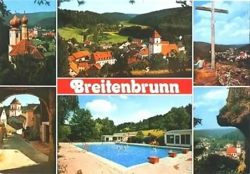 AK, Breitenbrunn Opf., 6 Abb., u.a. Freibad, 1979