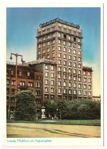 AK, Leipzig, Hochhaus am Augustusplatz, um 1935, Reprint 1990