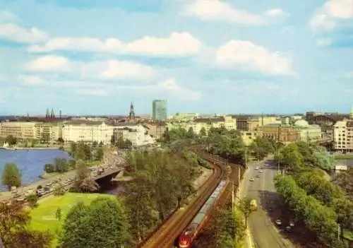 Ansichtskarte, Hamburg, Lombards- und Kennedy-Brücke, 1969