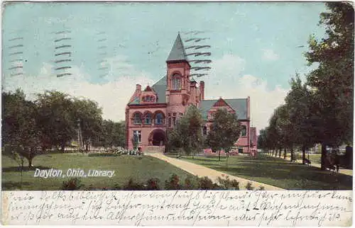 Postcard Dayton (Ohio) Library c1913