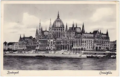 Budapest Parlament (Országház) Ansichtskarte Postcard Magyar  1935