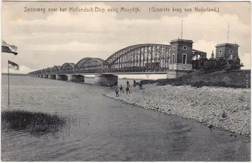 Dordrecht Spoorweg over het Hollandsch Diep nabij Moerdijk 1914