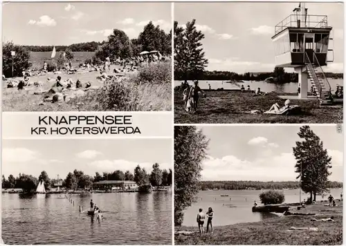 Groß Särchen Lohsa Łaz Knappensee, Aufsichtsturm, Badegäste b Hoyerswerda 1972