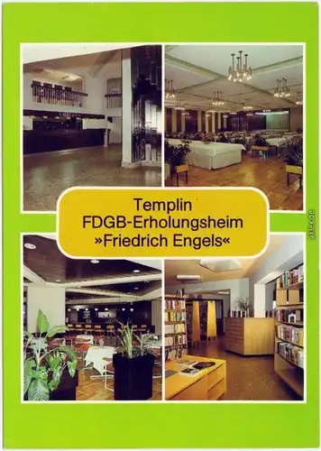 Templin Empfangshalle, Restaurant I, Dachcafé, Bibliothek 1985