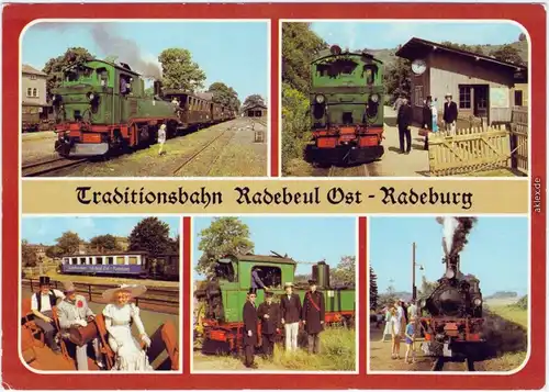 Radeburg Bahnhof, Weißes Roß, Fahrgäste im Aussichtswagen, Eisenbahn Zug 1982