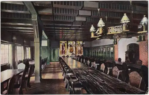 Kelbra (Kyffhäuser) Kaisersaal mit langem Banketttisch 1913 