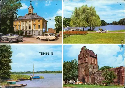 Templin 1. Rathaus, 2. Stadtsee, 3. Am Lübbesee, 4. Prenzlauer Tor 1984