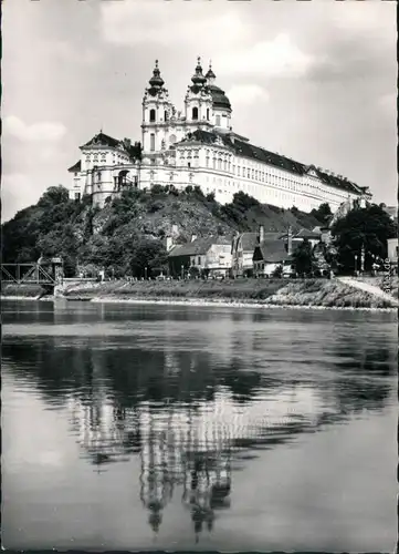 Ansichtskarte Melk Benediktinerkloster Stift Melk mit Donau 1960