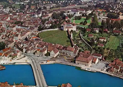 Ansichtskarte Schaffhausen Rhein mit Schifflände - Luftbild 1988