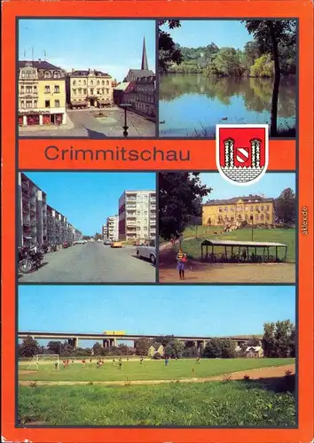 Crimmitschau Markt, Schloßteich, Neubauten - Straße der  Sportplatz 1984