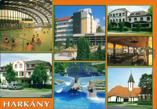 Harkány Schwimmhalle, Hotel, Gaststätte, Ortsmotiv, Schwimmbad, Kirche 1992