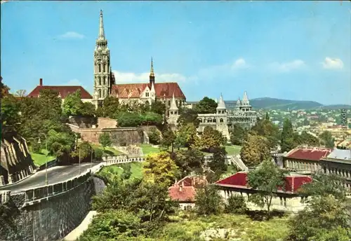 Ansichtskarte Budapest Matthiaskirche mit der Fischerbastei 1984