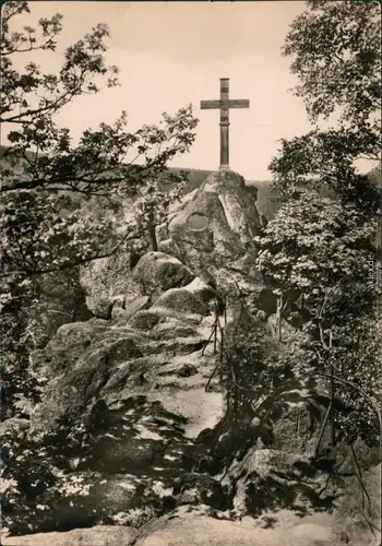 Ansichtskarte Ilsenburg (Harz) Ilsestein / Ilsenstein mit Kreuz 1960