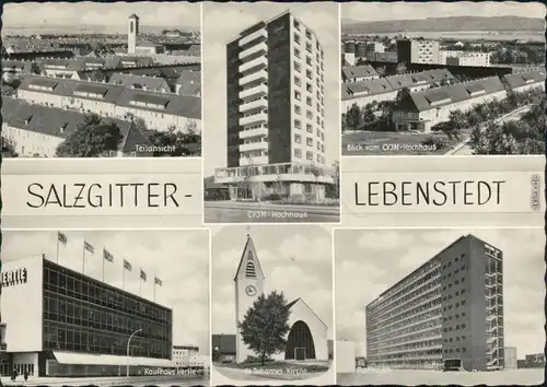 Lebenstedt-Salzgitter Mehrbild: CVJM Gebäude, Rathaus, Kaufhaus Hertie 1968 