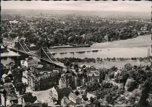 Ansichtskarte Oberloschwitz-Dresden Panorama-Ansicht mit Blauem Wunder 1962