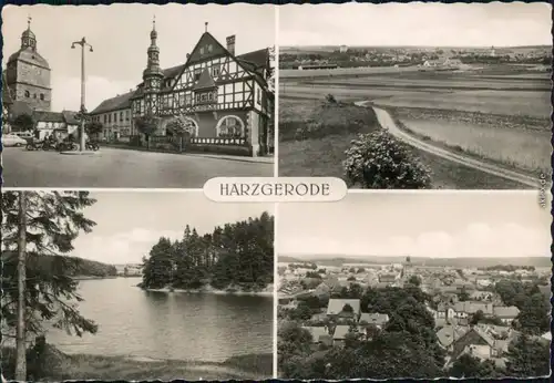 Ansichtskarte Harzgerode Rathaus, Panorama-Ansicht, See 1960