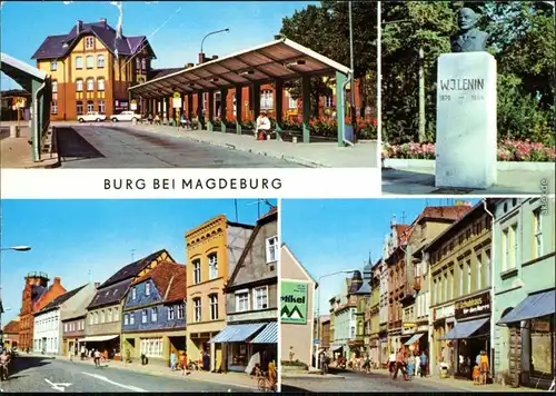 Burg (bei Magdeburg) Bahnhhof   Platz der Weltjugend, Schartauer Straße 1978