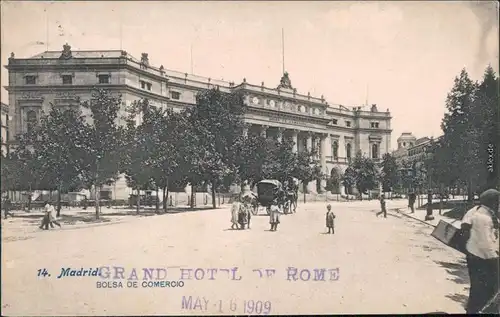 Ansichtskarte Madrid Grand Hotel De Rome mit Kutsche 1909