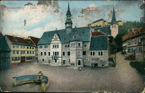 Ansichtskarte Blankenburg (Harz) Marktplatz 1908