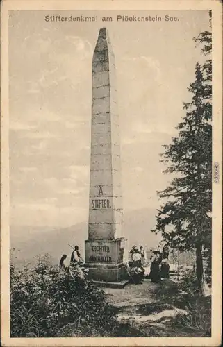 Ansichtskarte Neuofen Nová Pec Stifterdenkmal - Plöckenstein-See 1928 