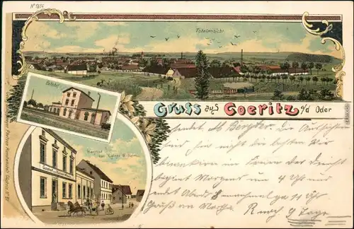 Göritz (Oder) Górzyca , Gasthaus, Bahnhof b Küstrin Frankfurt 	SłubiceC1899