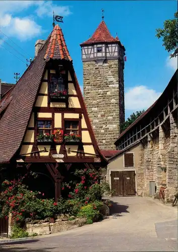 Rothenburg ob der Tauber Alte Schmiede an der Röderschütt, Forge und Wall 1980