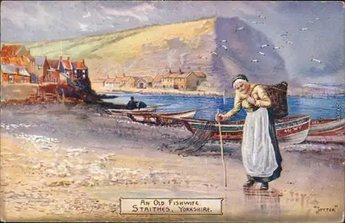 Ansichtskarte  Künstlerkarte v. Jotter "Eine alte Fischfrau" 1913
