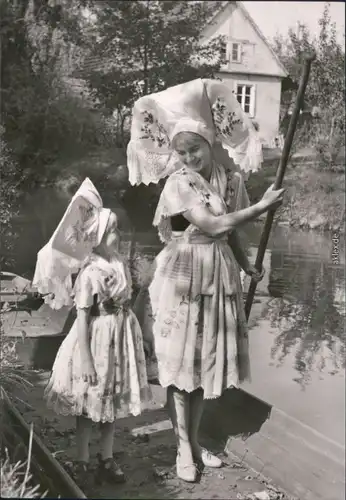 Lübbenau (Spreewald) Lubnjow Landschaftsgebiet: Spreewald, Sorbische Tracht 1978