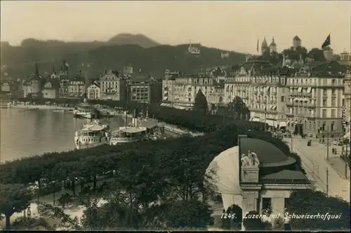 Ansichtskarte Luzern Lucerna Panorama-Ansicht mit Dampfer und Promenade 1932