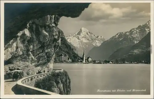 Ansichtskarte Axenstrasse Axenstrasse mit Flüelen und Bristenstock 1932