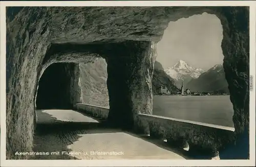 Ansichtskarte Axenstrasse Axenstrasse mit Flüelen und Bristenstock 1932