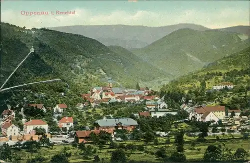Ansichtskarte Oppenau Blick auf die Stat - Bahnhof 1913 
