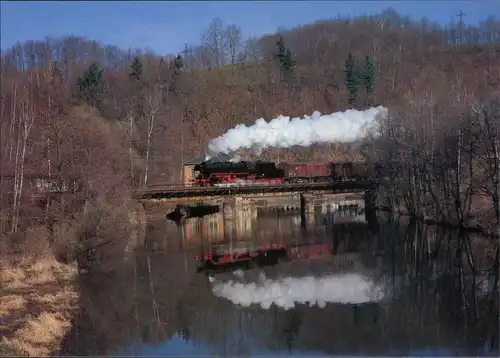 Scharfenstein-Drebach Erzgebirge Dampflokomotive 50 3648-8 Zschopaubrücke 1997