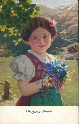 Ansichtskarte  Herziges Dirndl - Mädchen 1922 