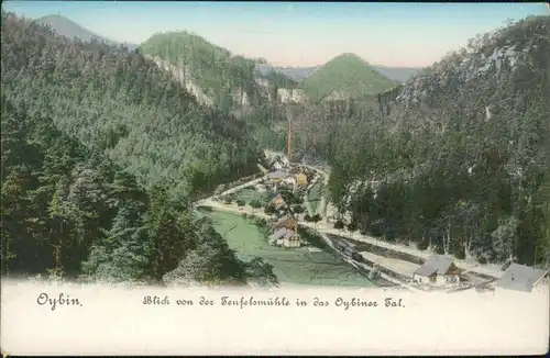 Ansichtskarte Oybin Blick von der Teufelsmühle in das Tal 1906 
