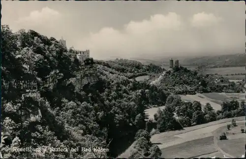 Ansichtskarte Bad Kösen Rudelsburg und Burg Saaleck cc 1957