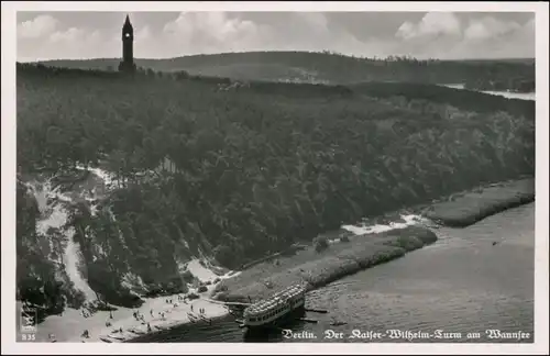 Ansichtskarte Wannsee-Berlin Luftbild Wannsee mit Kaiser Wilhelm Turm 1934 